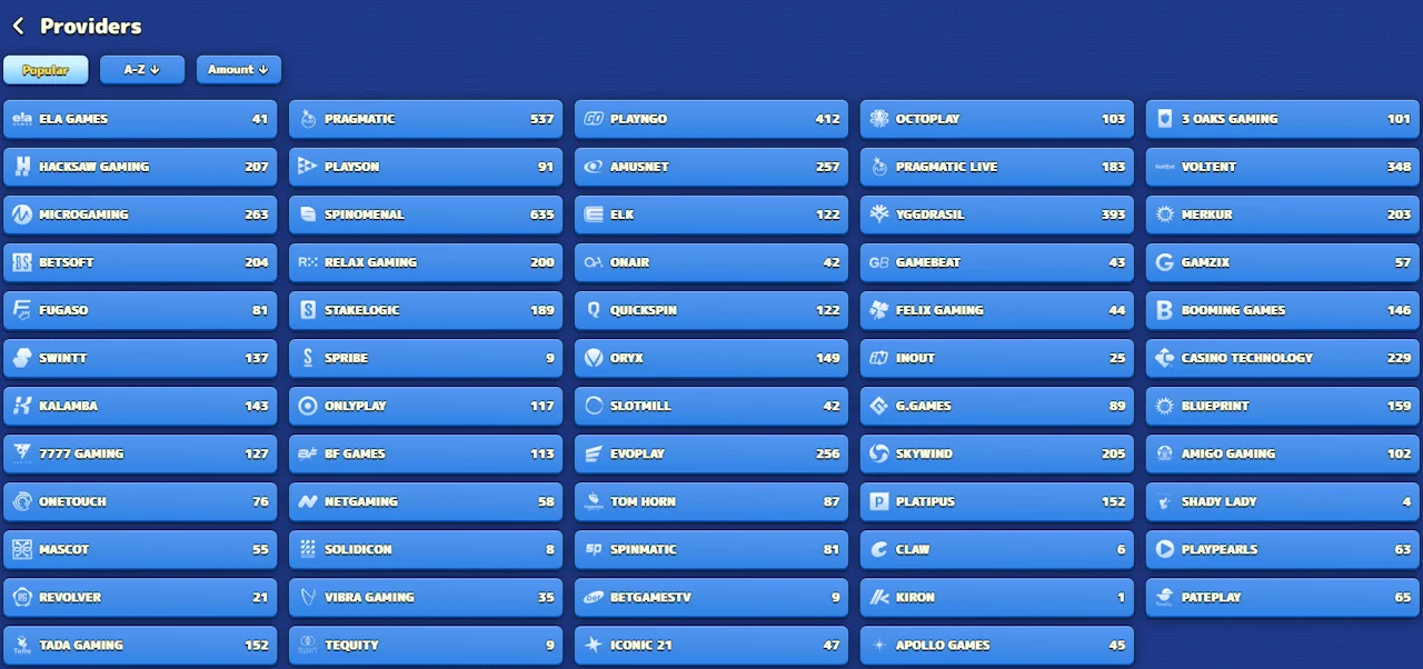 Casino Games Providers List